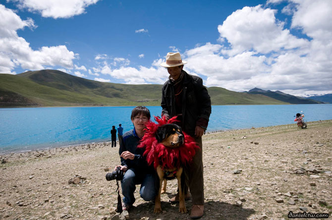 EkWei with dog at Blue Lake