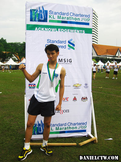 Victory Pose After Running 21km Marathon
