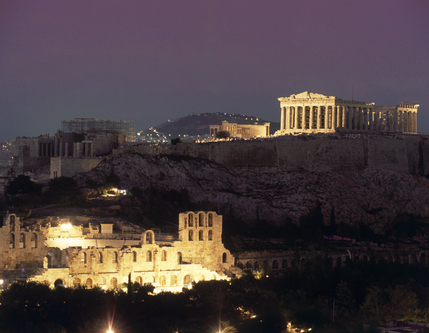 Athens Night View Temple